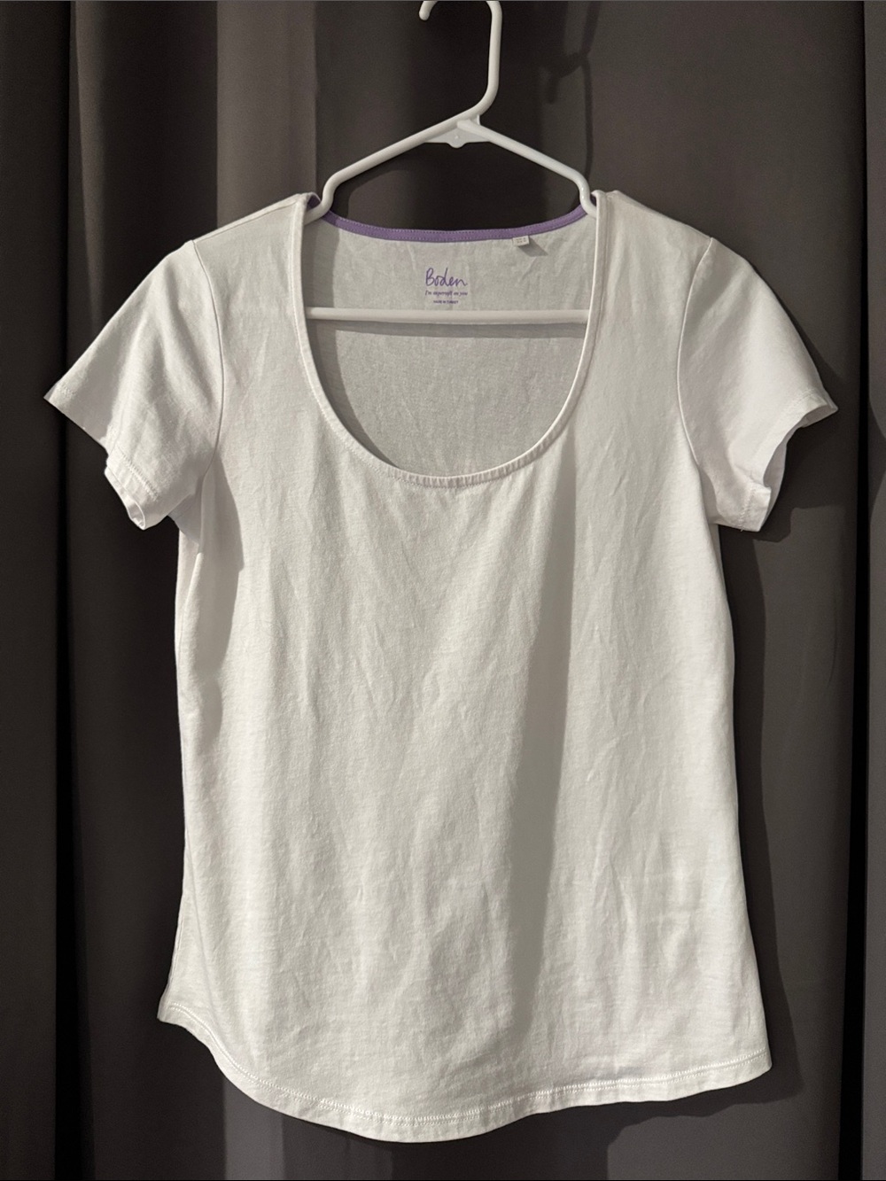 Boden White Scoop Neck Tee Cotton/Modal Blend